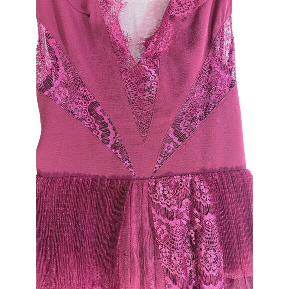 Free People Burgundy Lace Mini Dress Women’s Size 0 Sleeveless Boho - Picture 7 of 8